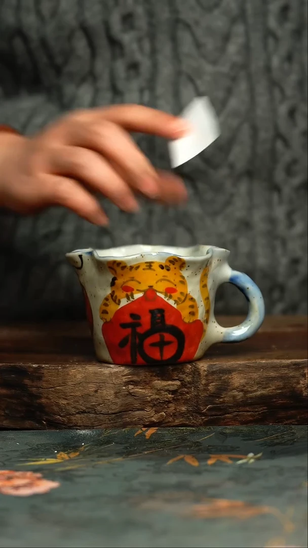 【闪购商品】杯杯釉下彩手工手绘同款陶器