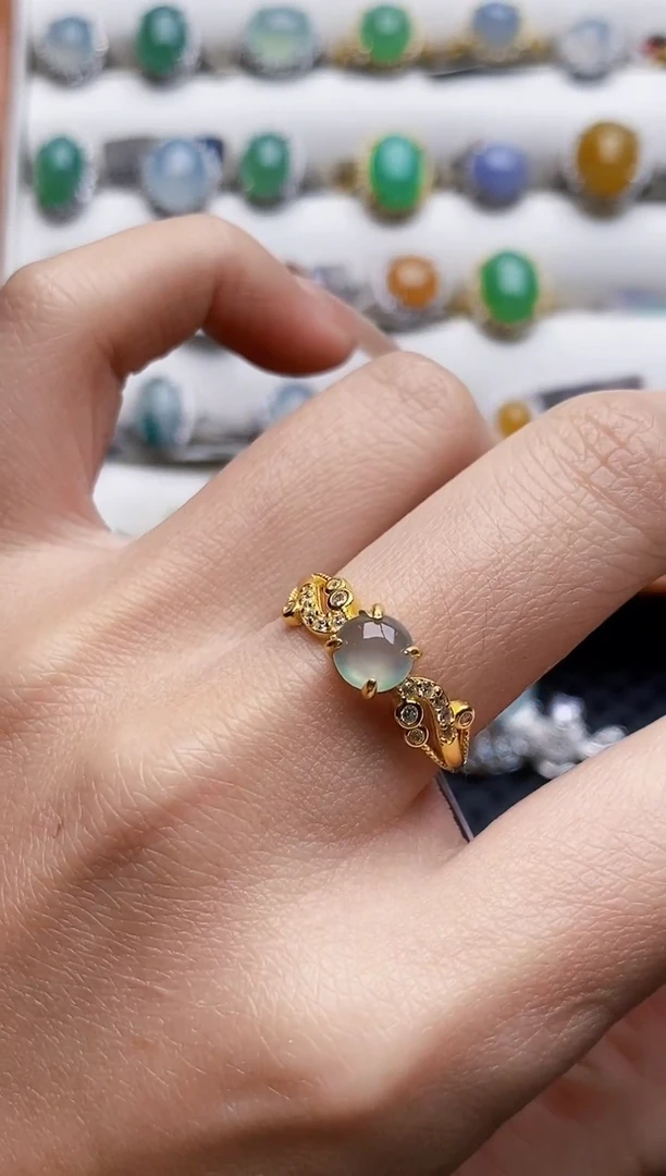 银S925镶嵌戒指翡翠5540