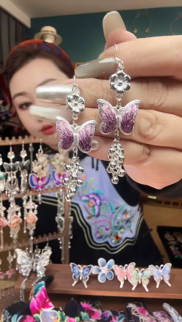 刺绣纯手工民族风刺绣耳环