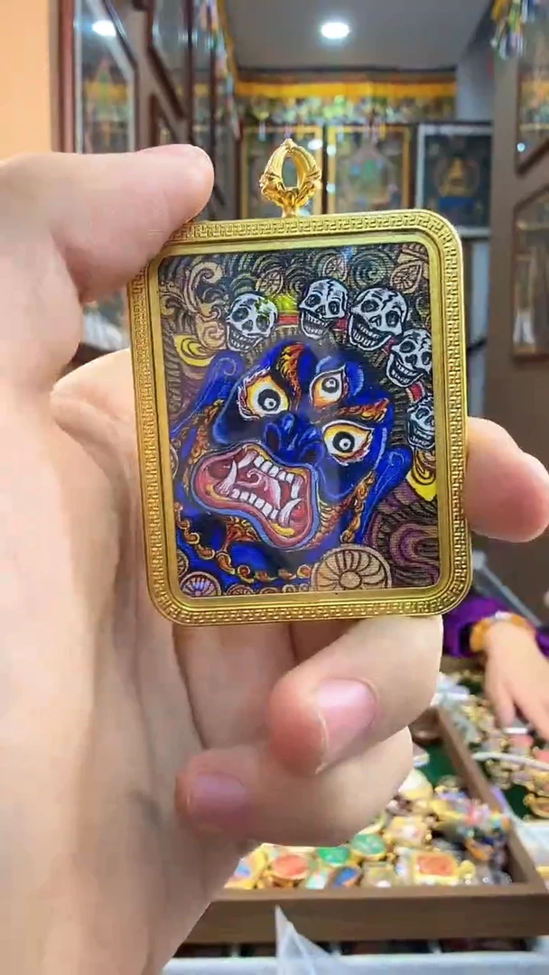 吊坠大黑天-纯手绘唐卡