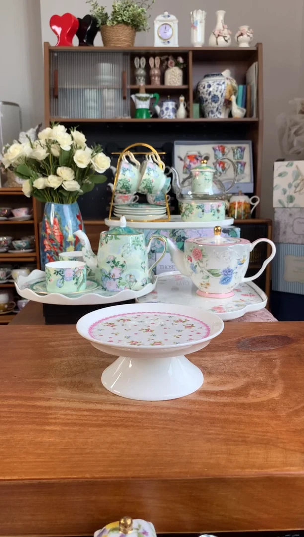 陶瓷【清仓微瑕】粉玫瑰点心盘