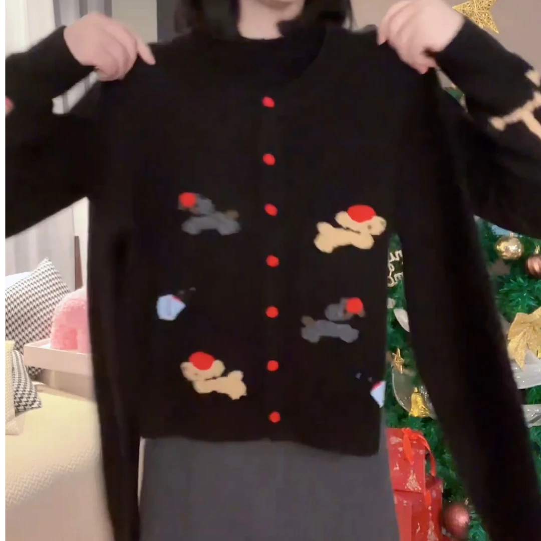 【小狗】复古提花秋冬高级百搭设计师长袖针织衫LK2501220