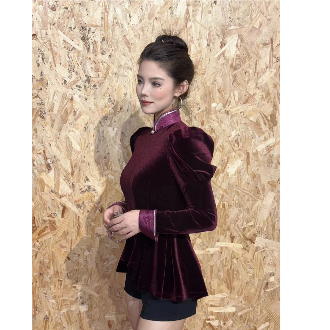 【衣合】69专属福利高定丝绒上衣泡泡袖设计师设计款复古