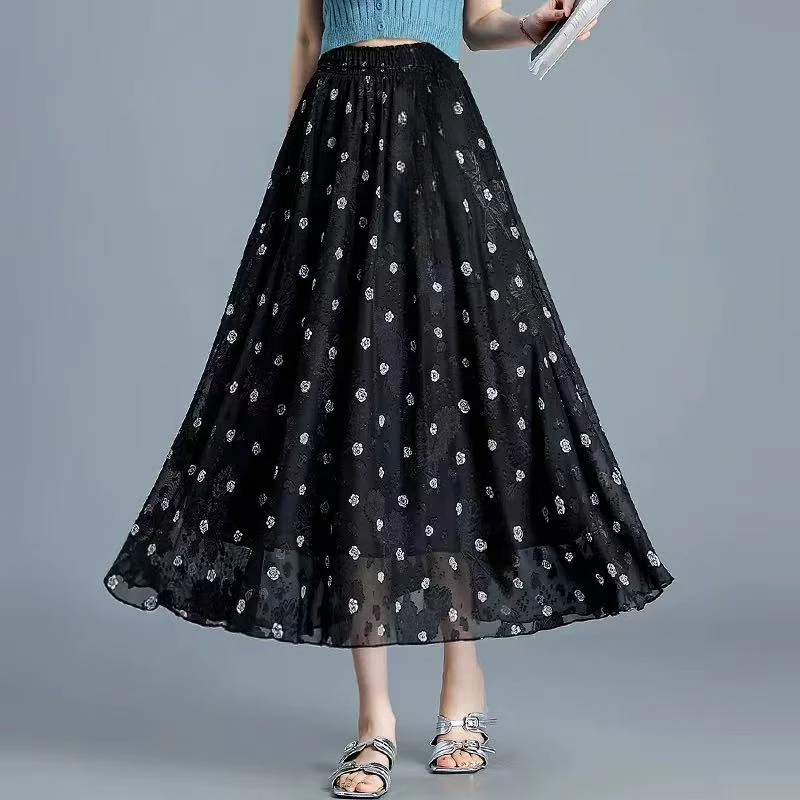 【799半裙】薇乐女装提花半身裙设计感波点松紧腰大摆裙垂感长裙