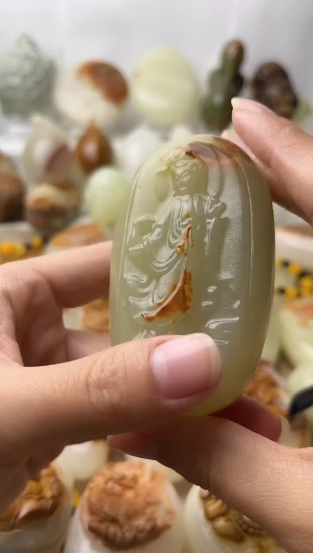 石材古青石棉纹正常不退换观音微瑕