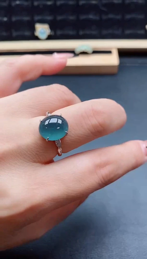 银S925镶嵌戒指翡翠1