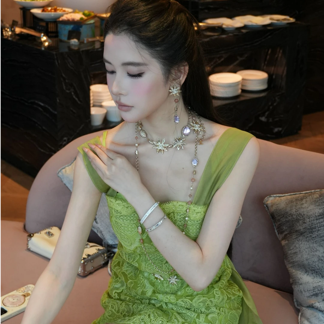NicoHuangWJ 【蕾丝王之绿韵】连衣裙仙气含内衬
