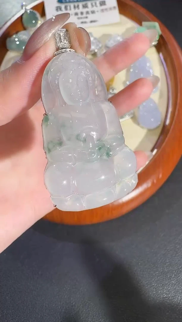 翡翠18K金镶嵌吊坠(不含链)【源头工厂】钻石镶嵌