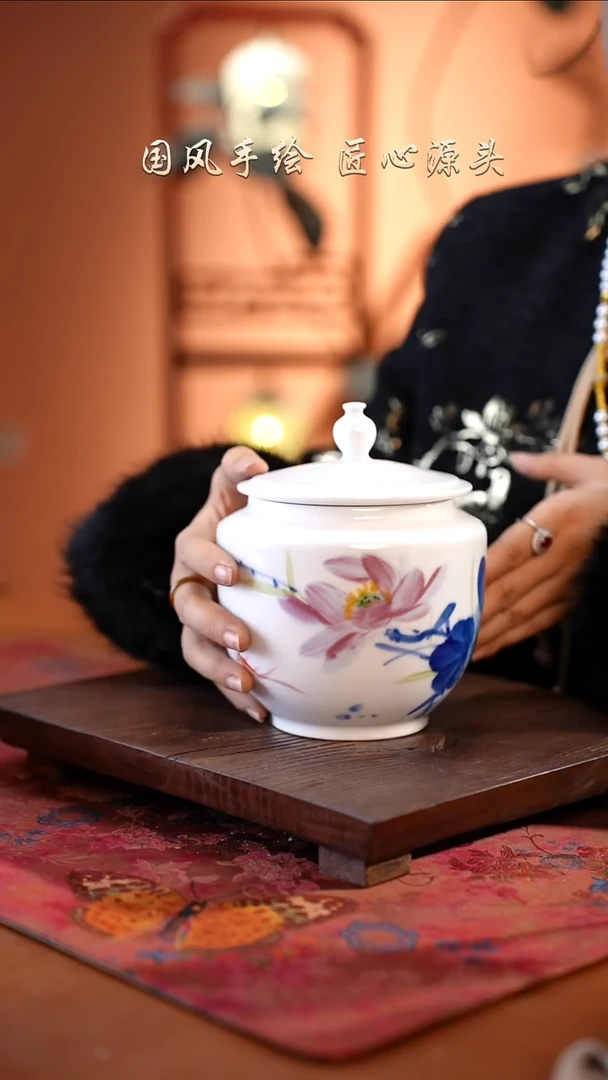 陶瓷景德镇高温釉中彩餐具（无毒无铅无镉） 茶叶罐