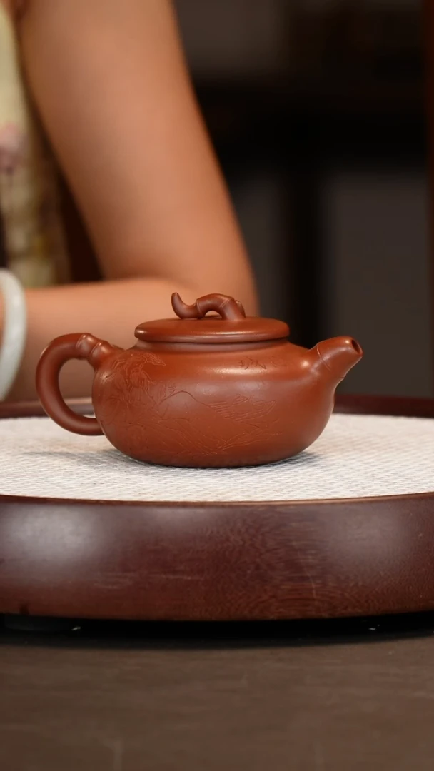 茶壶紫砂【李铭】朱泥竹韵壶
