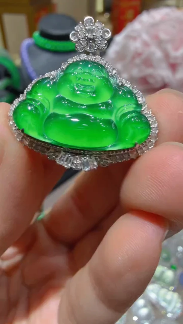 吊坠(不含链)18K金镶嵌翡翠多样性团购发一件