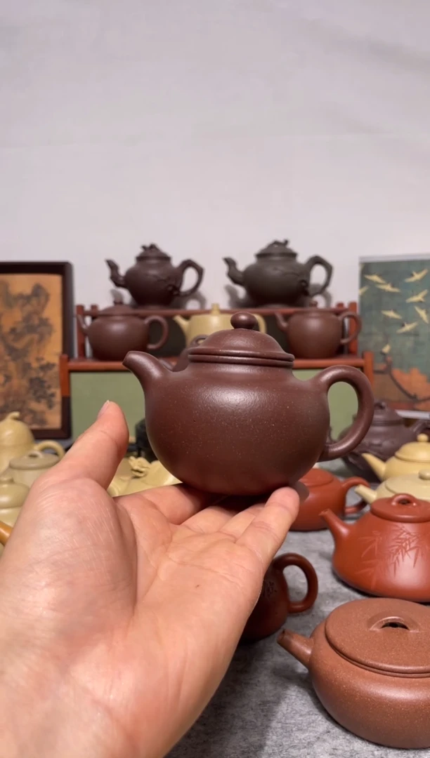 茶杯紫砂羊角山紫泥手工泥大亨掇球