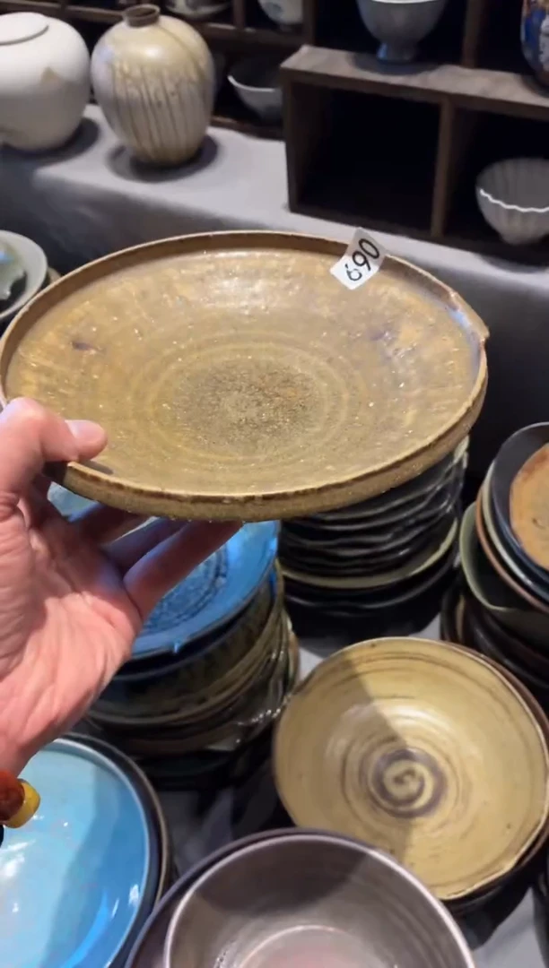 瓷片王*胖69微瑕一叶知秋单口盘1个