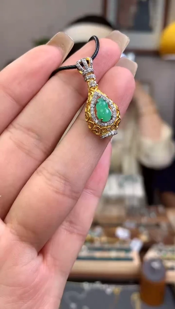 翡翠银S925镶嵌吊坠(不含链)吊坠