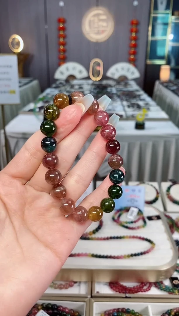 未镶嵌老矿碧玺彩虹冰体单圈手串10mm+碧玺（多样性发一条）mz