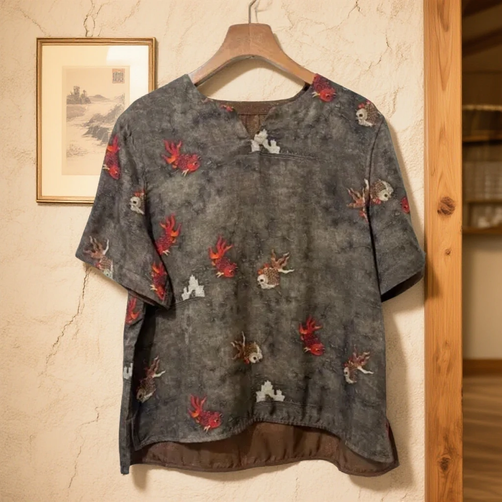 910【王公子专属】新款V领复古高定女士短袖上衣