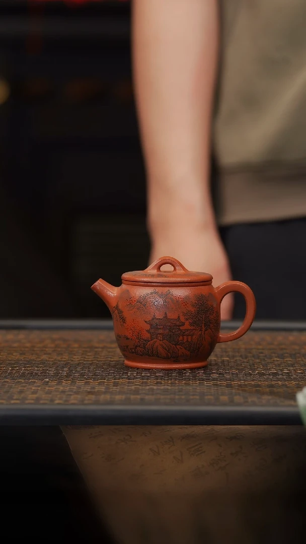 【闪购商品】紫砂茶壶41空山造器LNF  泥绘老式汉瓦/沉香