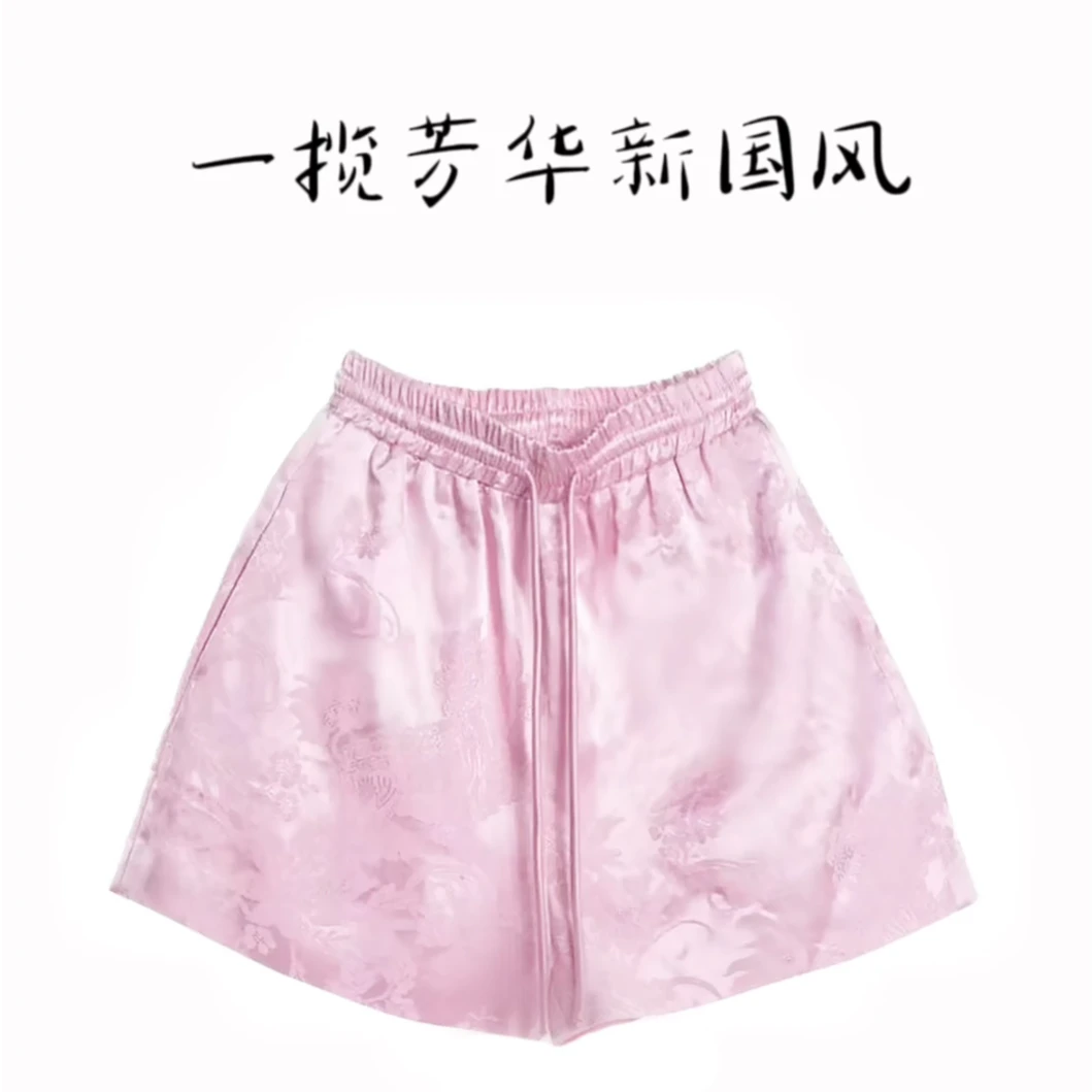 （槐夏短裤）一揽芳华新国风醋酸冠乐皱短裤显瘦凉快