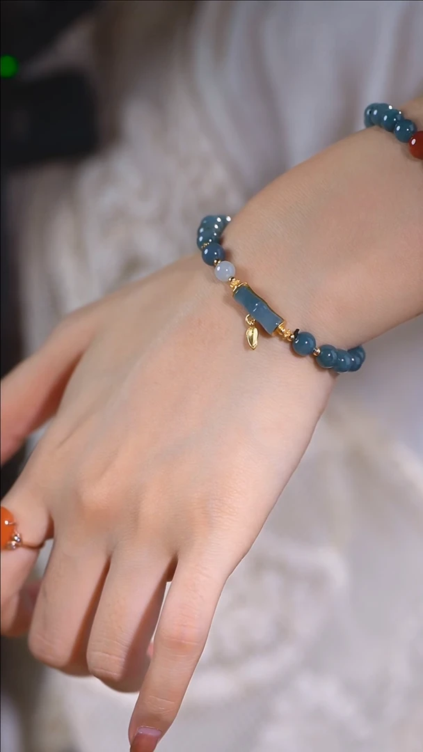 泥塑蓝蓝蓝水竹节单圈