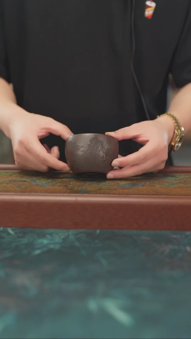 茶杯紫砂6.12 天青  双层 主人杯