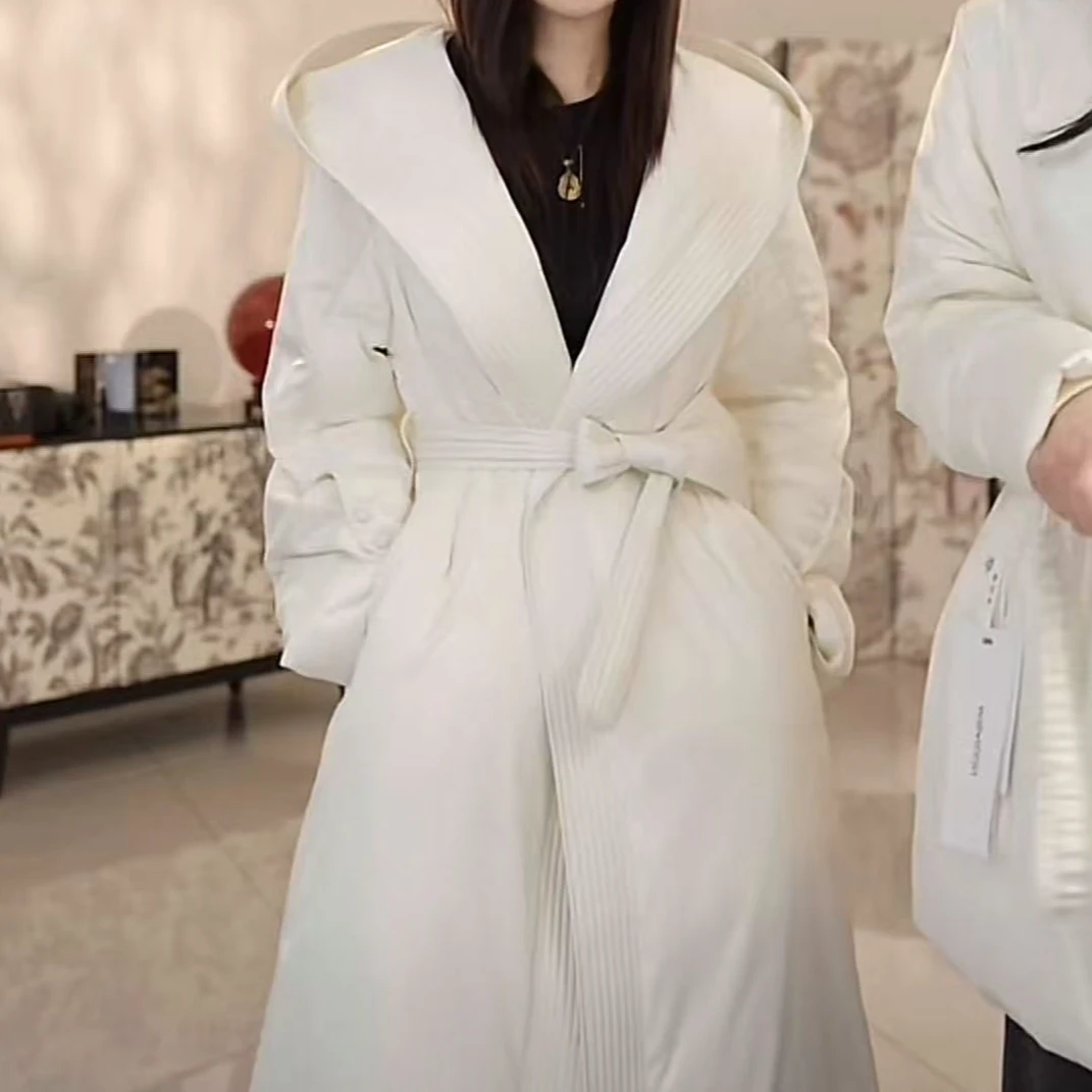 米佰顿新款冬季高端休闲连帽时尚鹅绒羽绒服长款女612