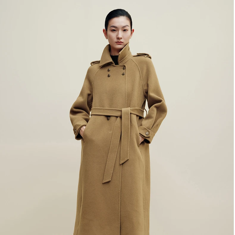 Ariose&Years/艾诺丝雅诗大衣长款双排扣呢外套31032328