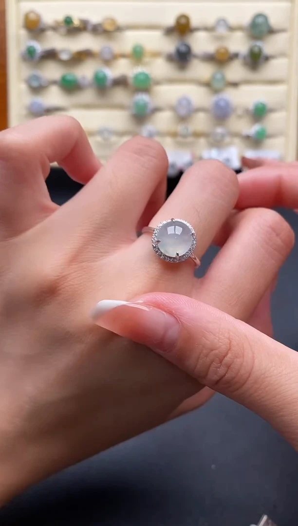 银S925镶嵌戒指翡翠7777777+4