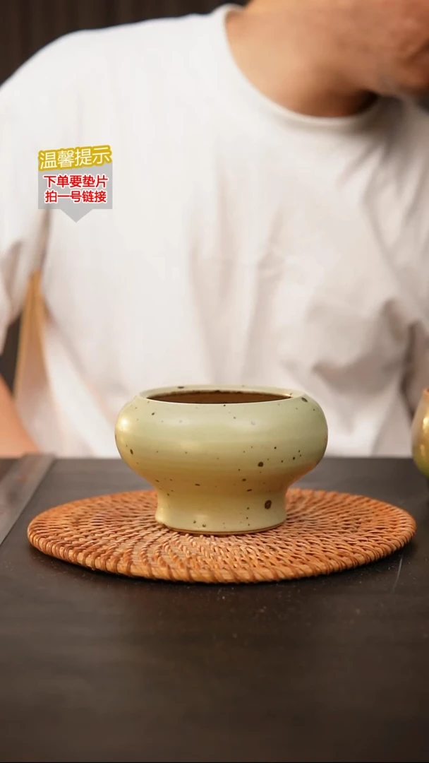 瓷片泥泥花盆 口约 8 高约8