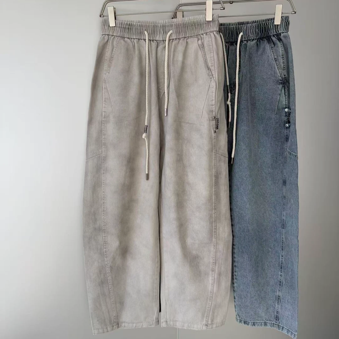 新春新款时尚百搭宽松弯刀牛仔裤潮流设计感男款