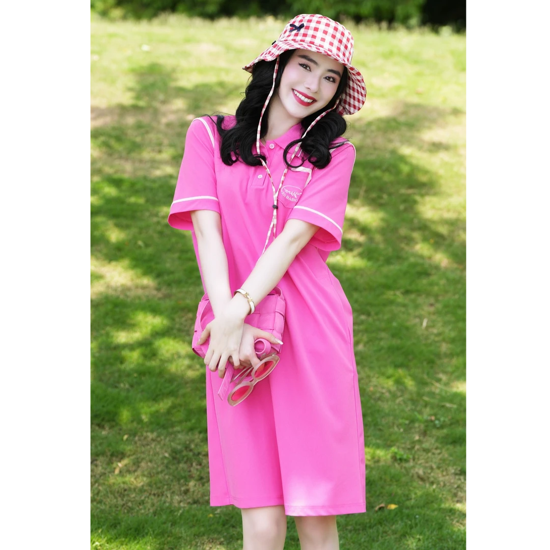 XII BASKET十二篮25夏新款时尚减龄撞色直身Polo连衣裙7C65205090