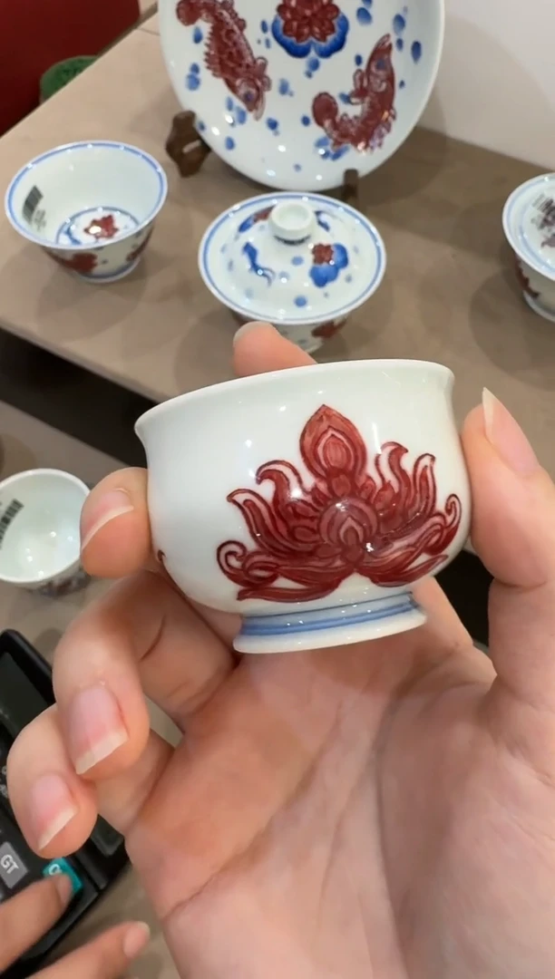 【闪购商品】杯永明尚玩全红莲纹小炉式杯