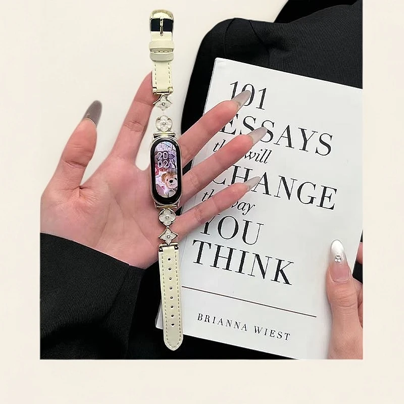 适用红米watch5表带watch4创意高级皮质金属小米手环8/9pro腕带女