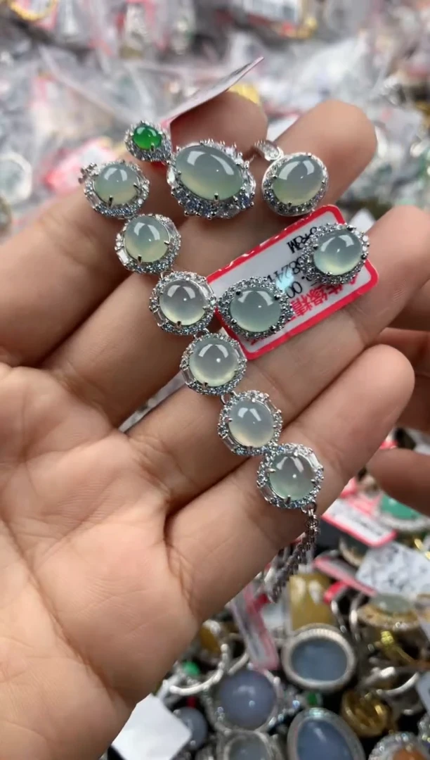 银S925镶嵌戒指翡翠666---4
