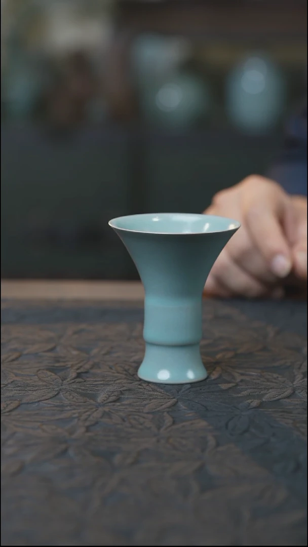 汝瓷 （拾汝）（天青）花觚杯