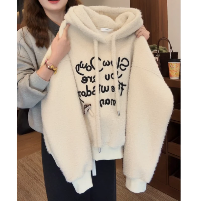 【奶油蘑菇】2026秋冬韩系连帽加厚加绒卫衣百搭宽松LK2509199
