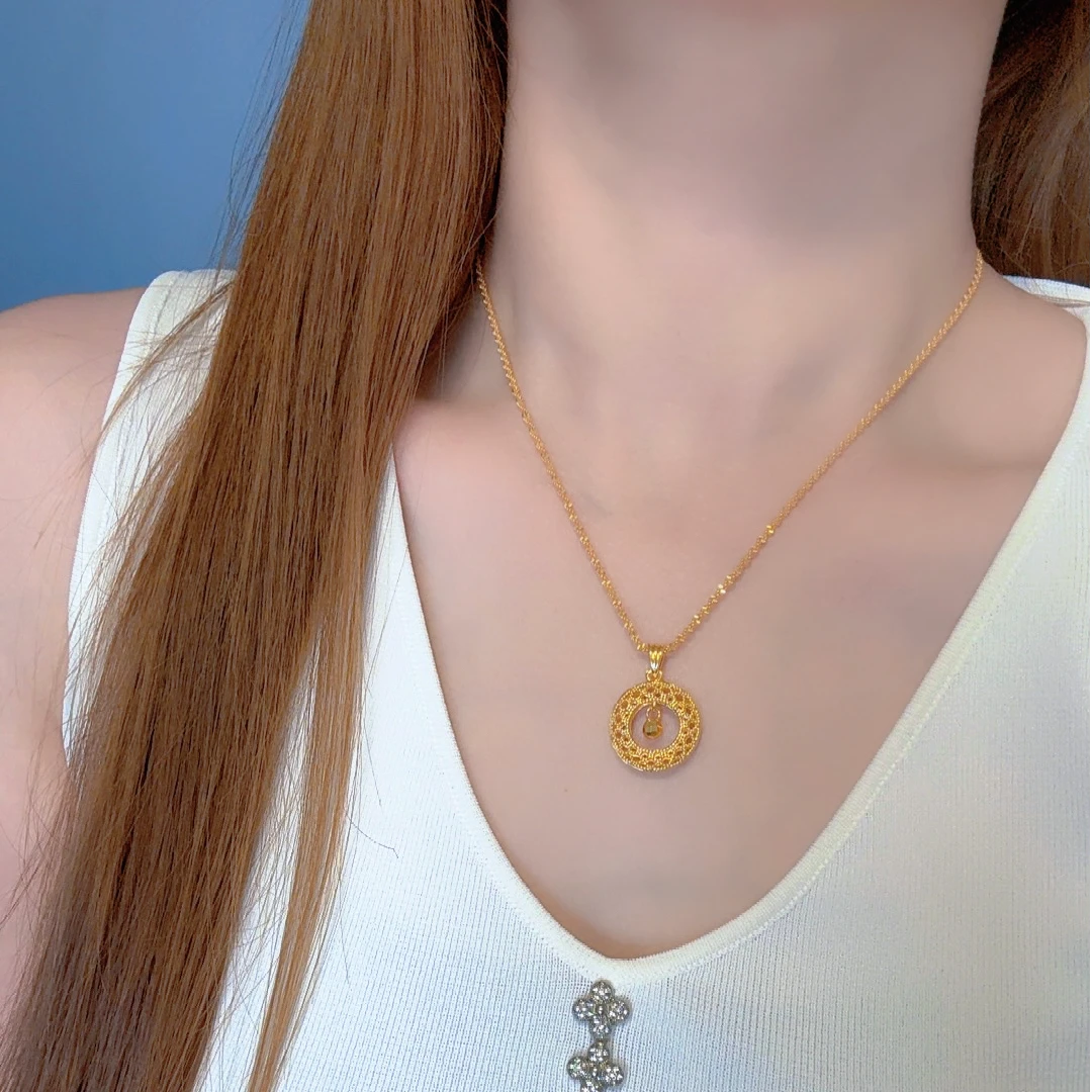 精工高版本花丝平安扣项链