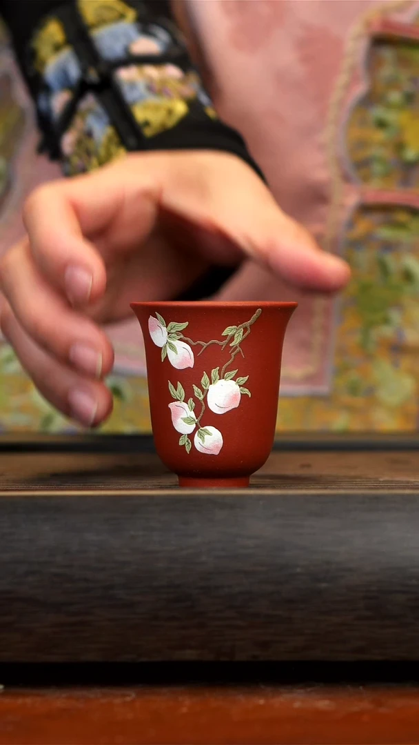 【闪购商品】紫砂茶壶红泥寿桃杯