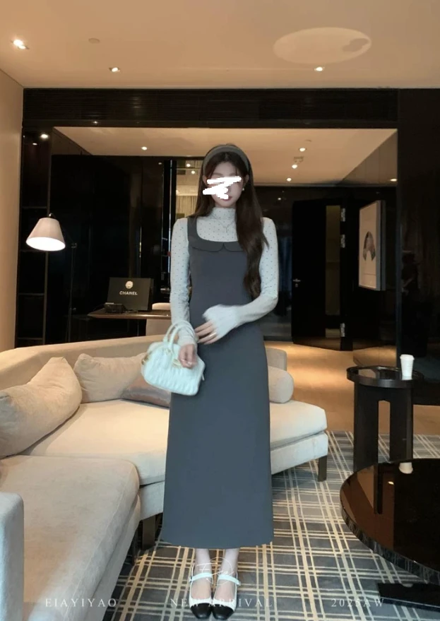 【韩漫瘦瘦裙】miu系气质显瘦千金感连衣裙漂亮韩系小裙子秋