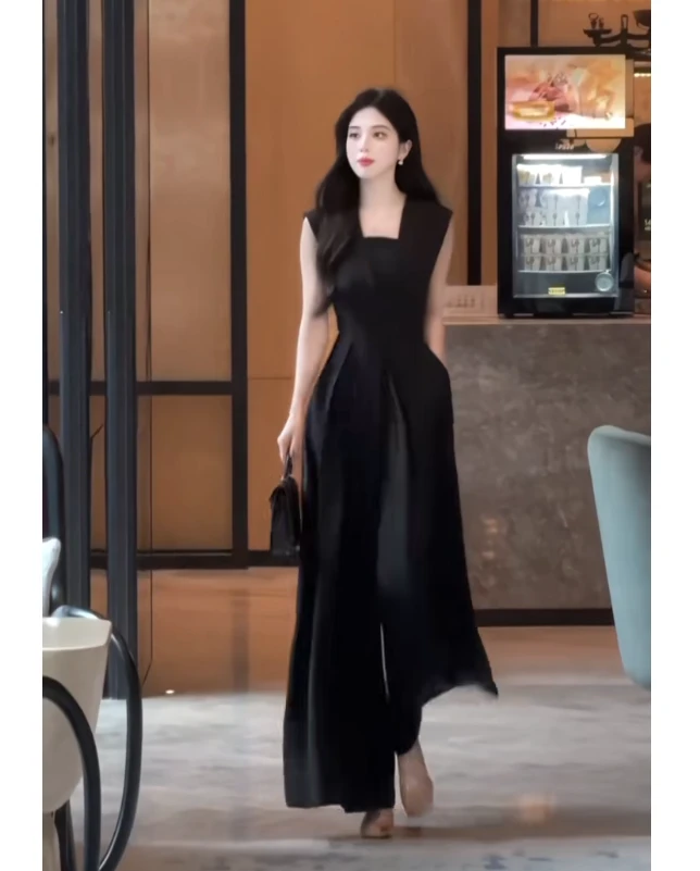 常规长裤阔腿裤中腰薄款连体裤设计师设计感连体裤CY502801