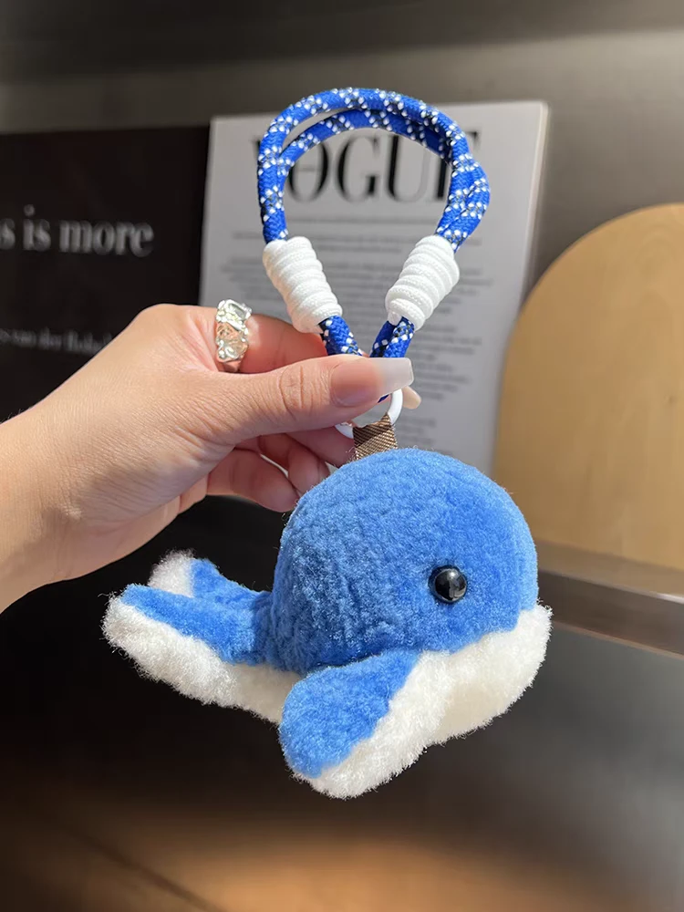 【可爱小鲸鱼】真羊毛小海豚汽车钥匙扣挂件毛绒公仔玩偶包包挂饰