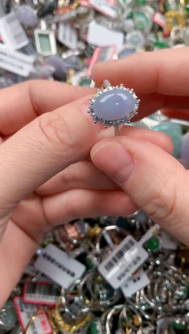 银S925镶嵌戒指翡翠555   1