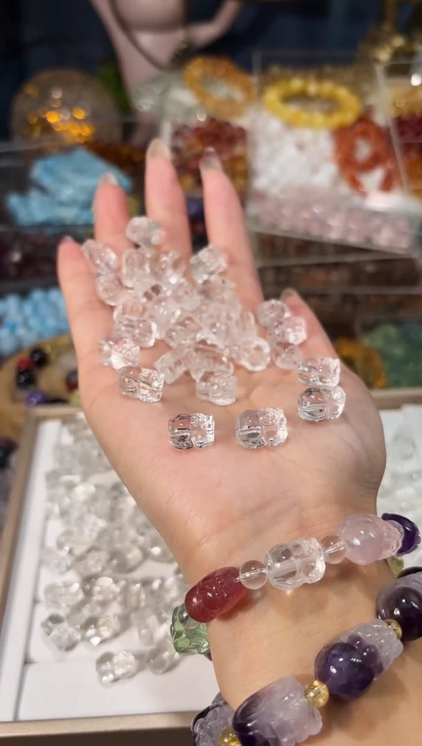 【闪购商品】水晶手串未镶嵌新款白水晶貔貅一个宽卡约10