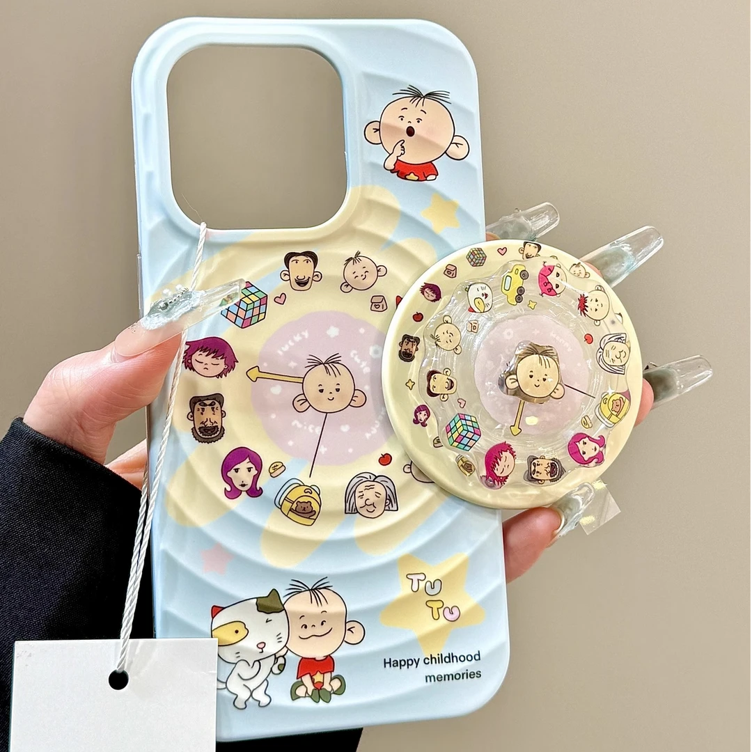 波漾磁吸可爱大耳朵图图时钟磁吸支架适用苹果16promax手17promax