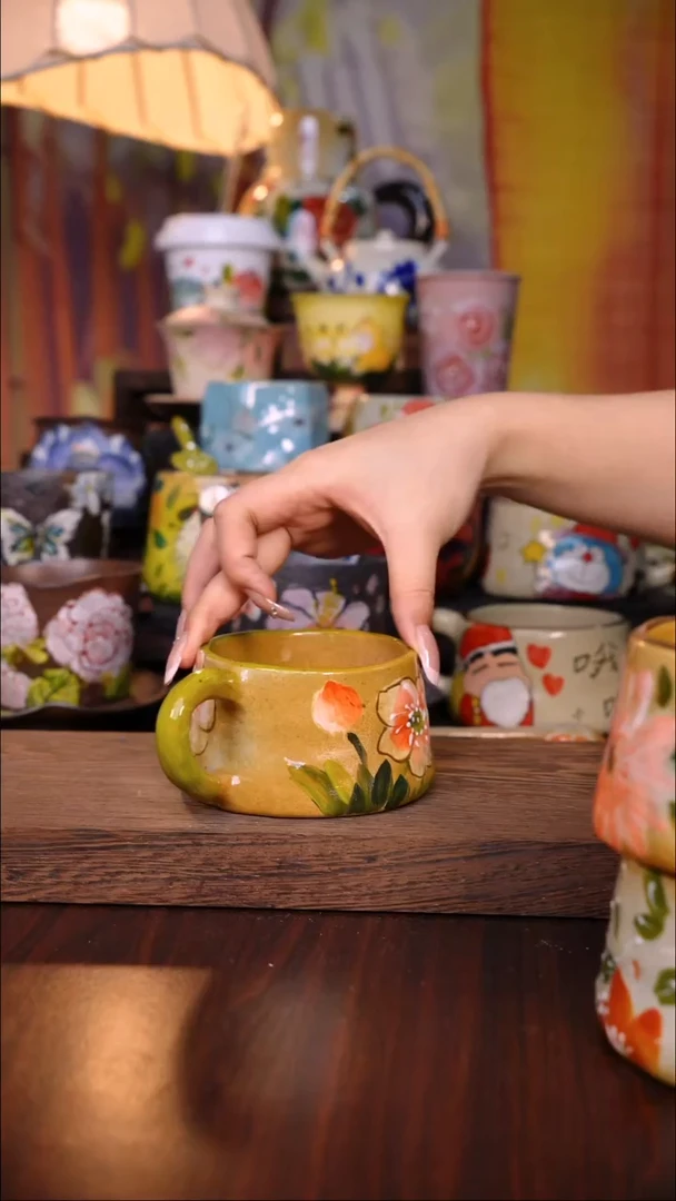 杯子陶泥垚手作 景德镇手工手绘陶瓷器物