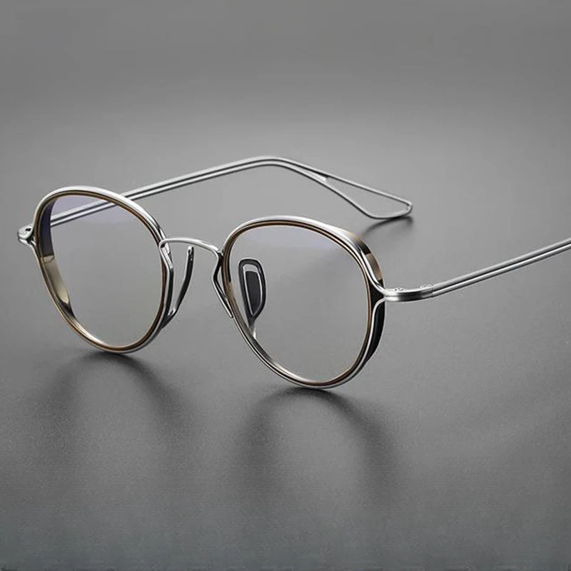 丹麦设计师眼镜万年龟鼻托复古文艺大脸圆框高度数纯钛镜架DTX100