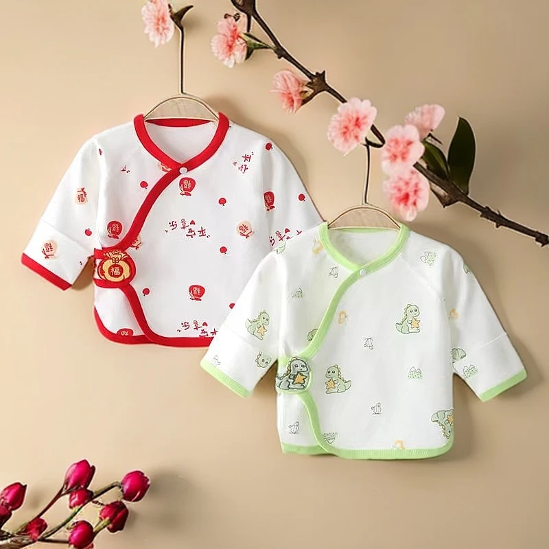 新生儿衣服纯棉初生婴儿月子宝宝四季款半背衣上衣无骨和尚服