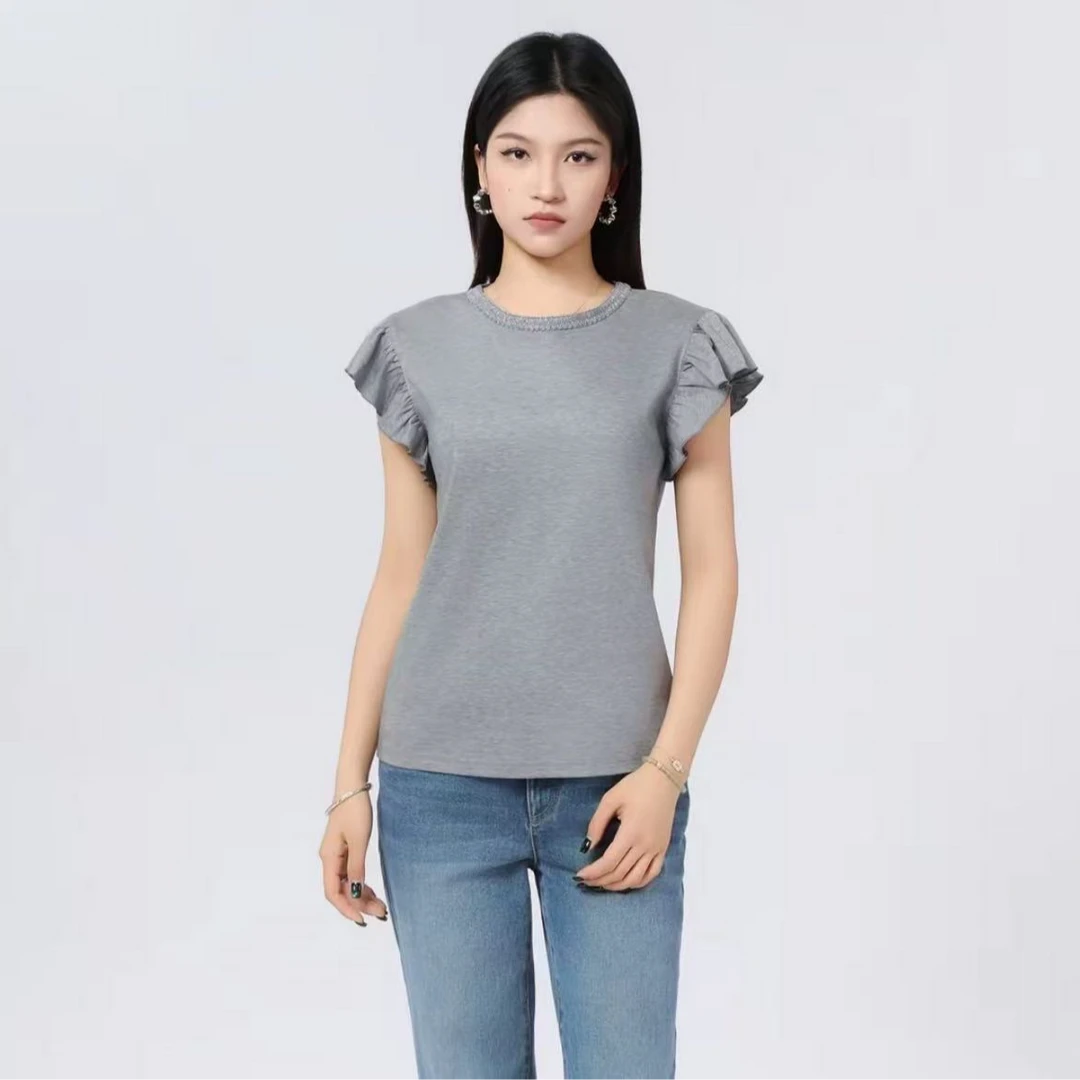 AMASS/阿玛施25新款春夏百搭短袖上衣时尚气质休闲风T恤女530047