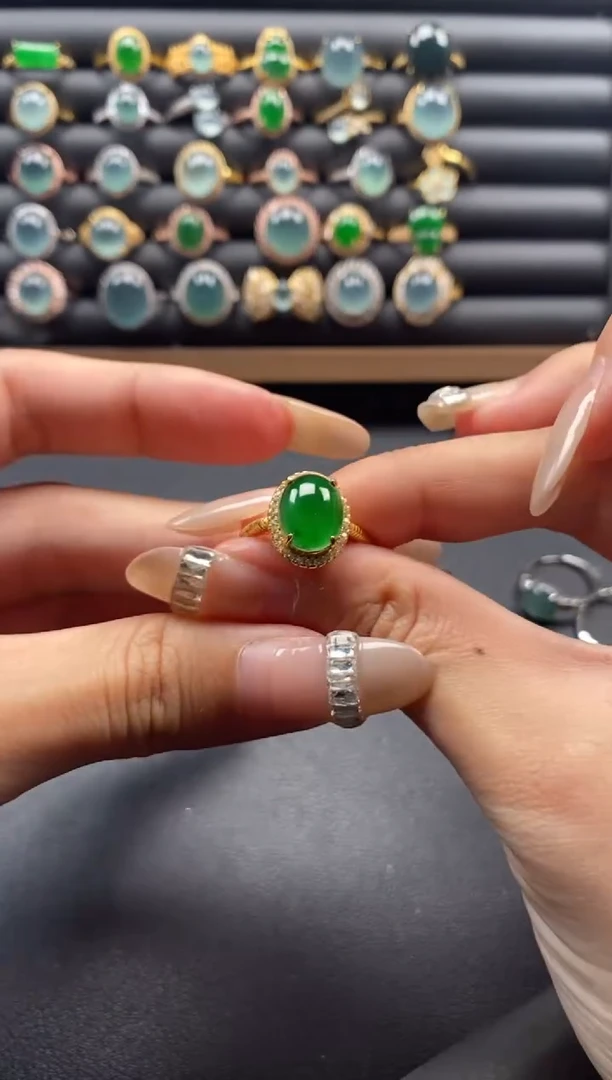 银S925镶嵌戒指翡翠51511