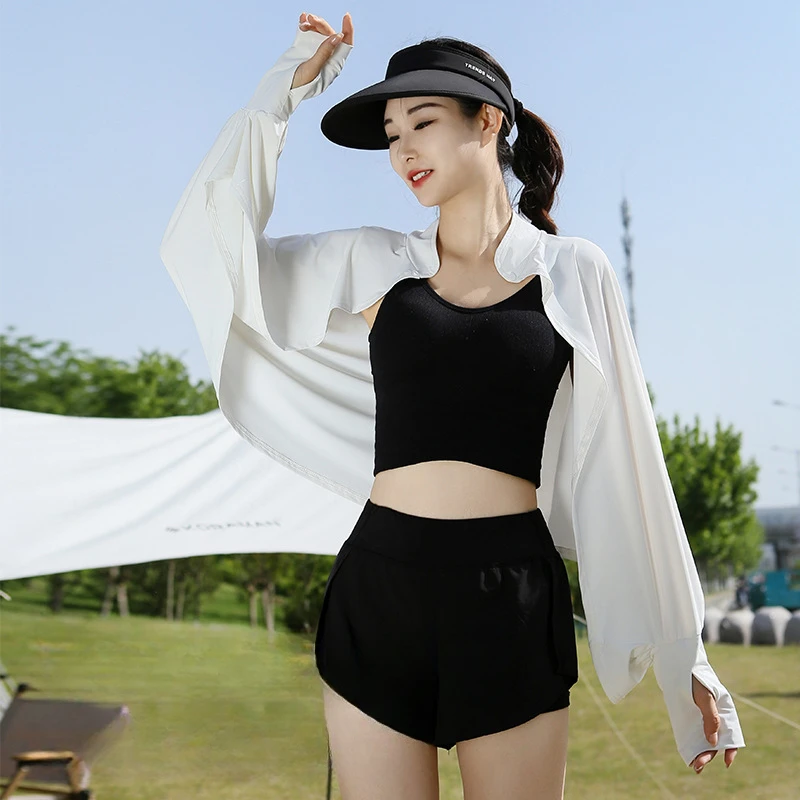 防晒披肩女夏季骑车开车防紫外线罩衫斗篷透气宽松长袖冰丝薄外套