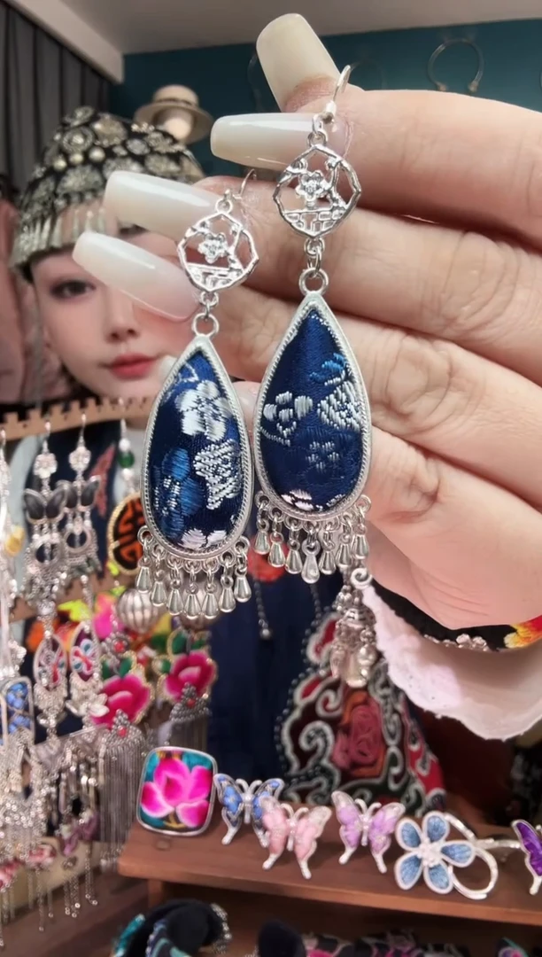 刺绣纯手工民族风刺绣耳环